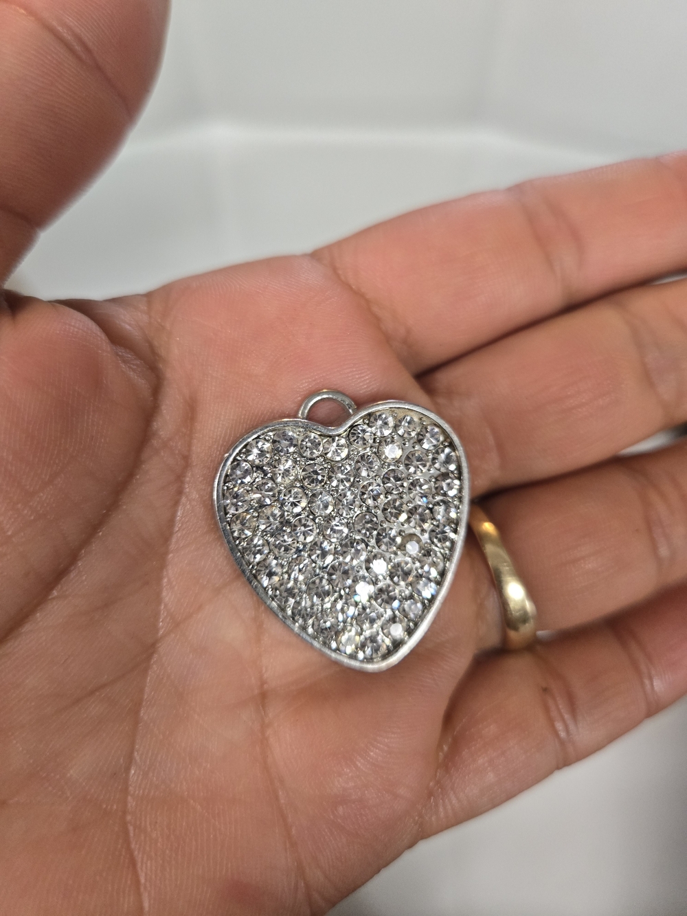 VINTAGE bebe Silver Sparkling Heart Pendant